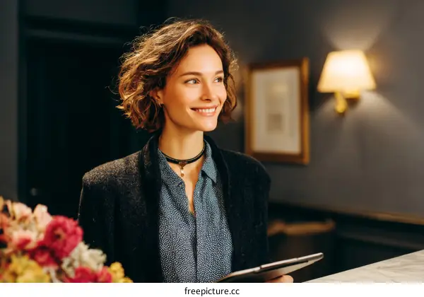 Woman at a Hotel Reception Desk