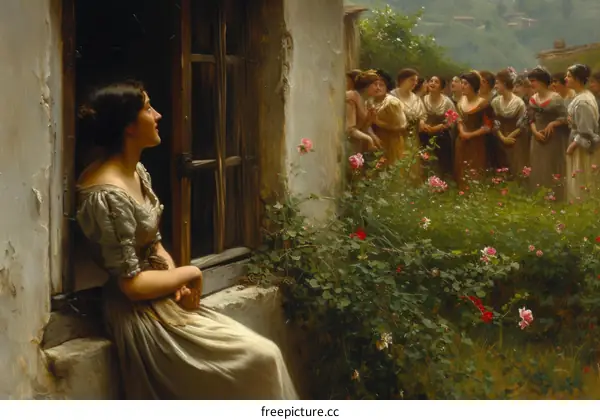 A Young Woman Looking Out the Window