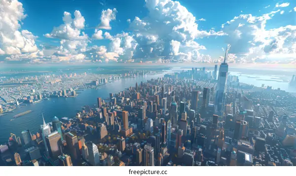 Manhattan Skyline at Night in New York City