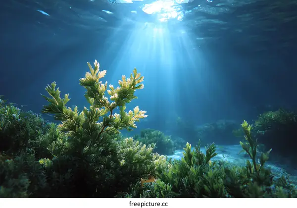 Sunlight Underwater Sea Plants