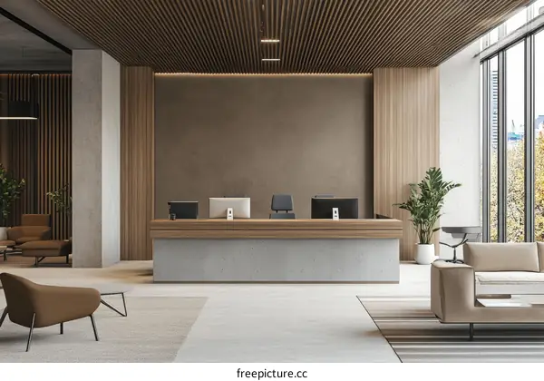Modern Lobby Reception Desk Interior Design