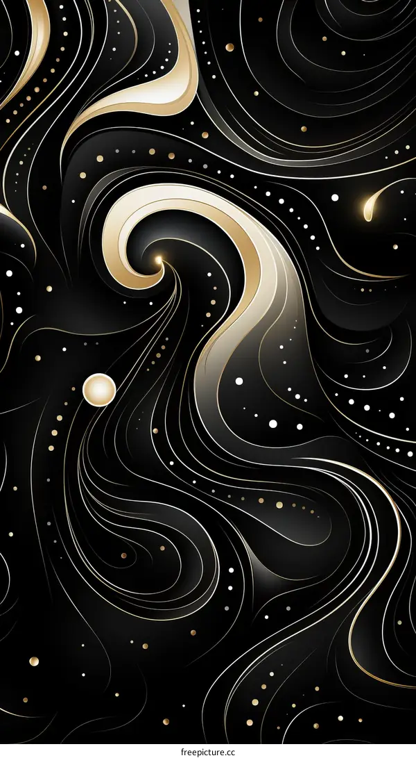 Abstract Gold and Black Canvas Painting