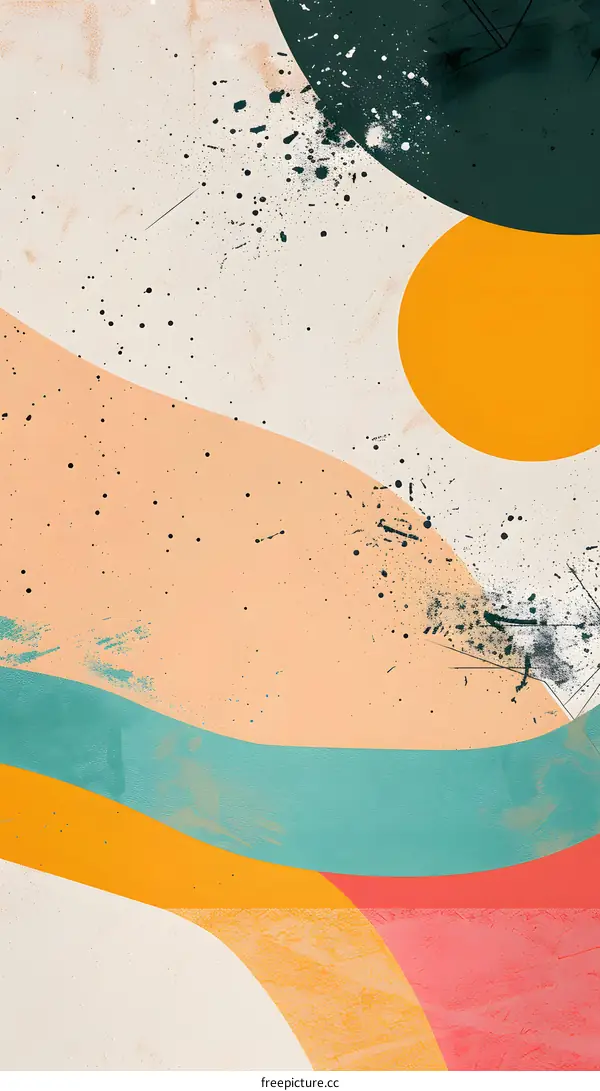 Abstract Art With Geometric Shapes And Splashes Of Color