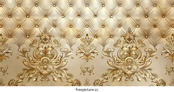 Golden leather headboard background wall
