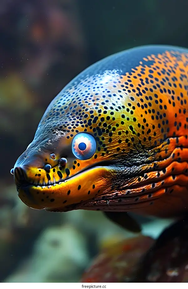 Colorful Moray Eel Underwater Closeup