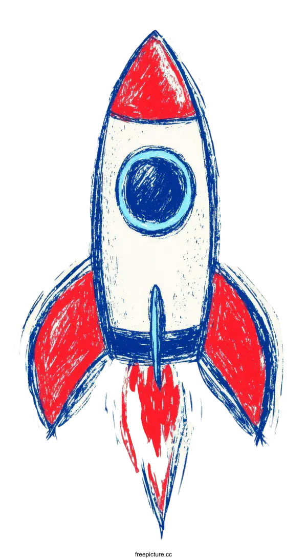 [Transparent Background PNG]A Colorful Rocket Illustration