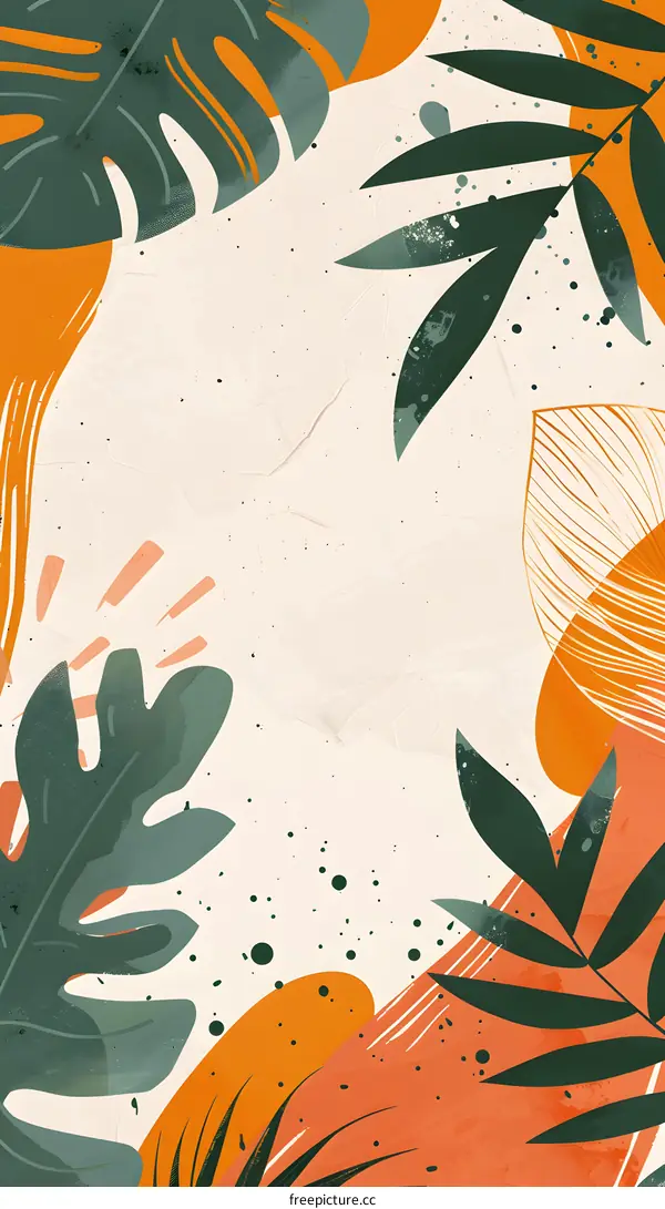 Abstract Tropical Leaves Background Illustration