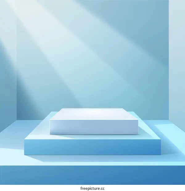 Blue abstract geometric podium. Vector illustration.