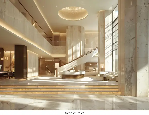 Staircase in a modern hotel lobby