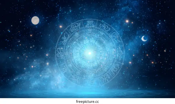 Celestial Zodiac Chart in the Cosmic Night Sky