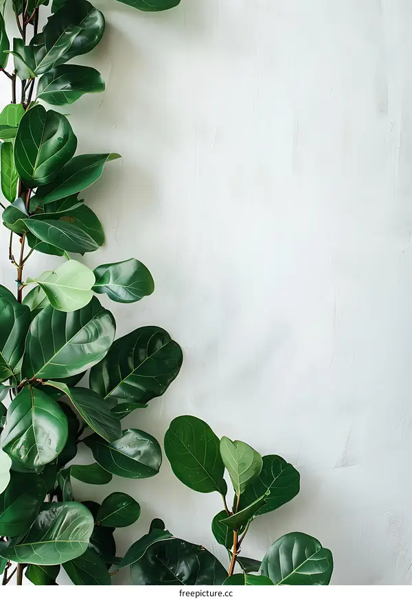 Green Leaves on White Background for Minimalist Design