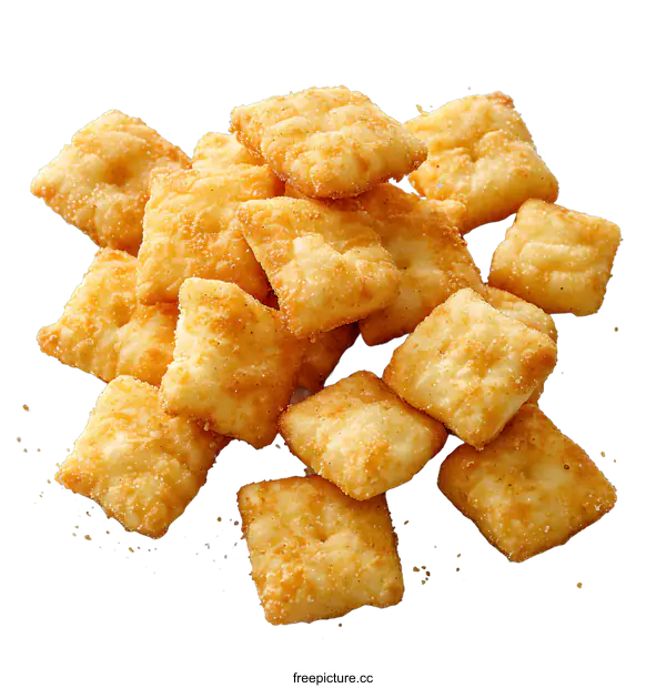 [Transparent Background PNG]A pile of crispy, golden brown crackers