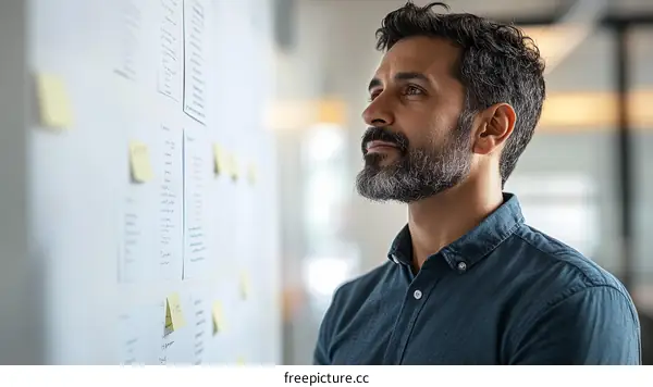 Focused Adult Male in a Meeting Room