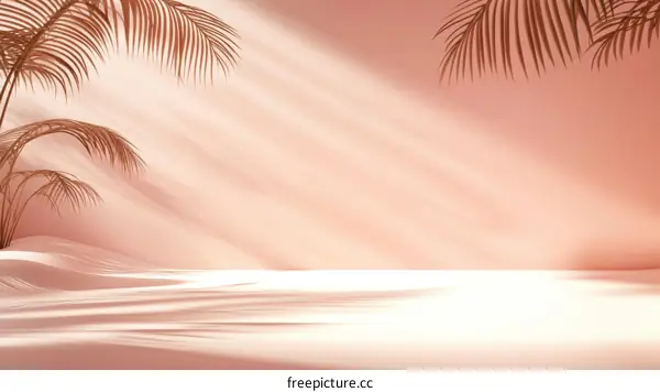Pastel Desert Scene Illustration with Sunlight