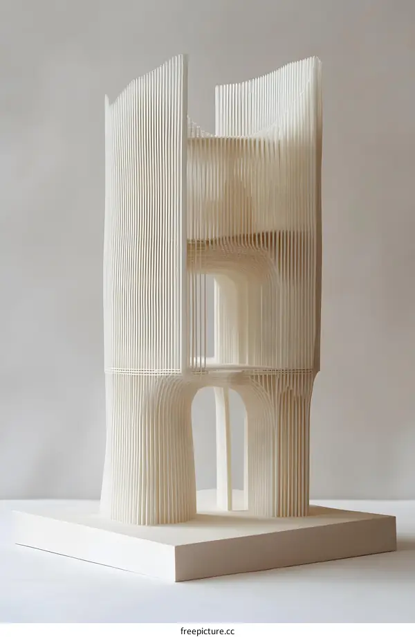 White Architectural Model With Curved Lines and Archways