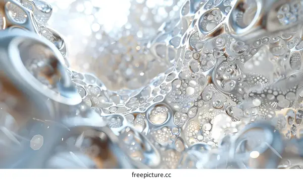 Abstract Silver Organic Structure Close-Up