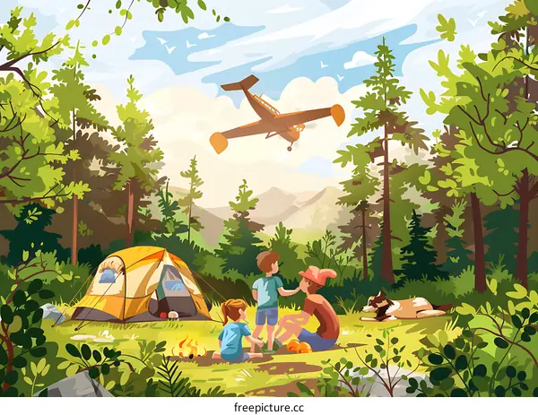 Family Camping Trip In The Mountains