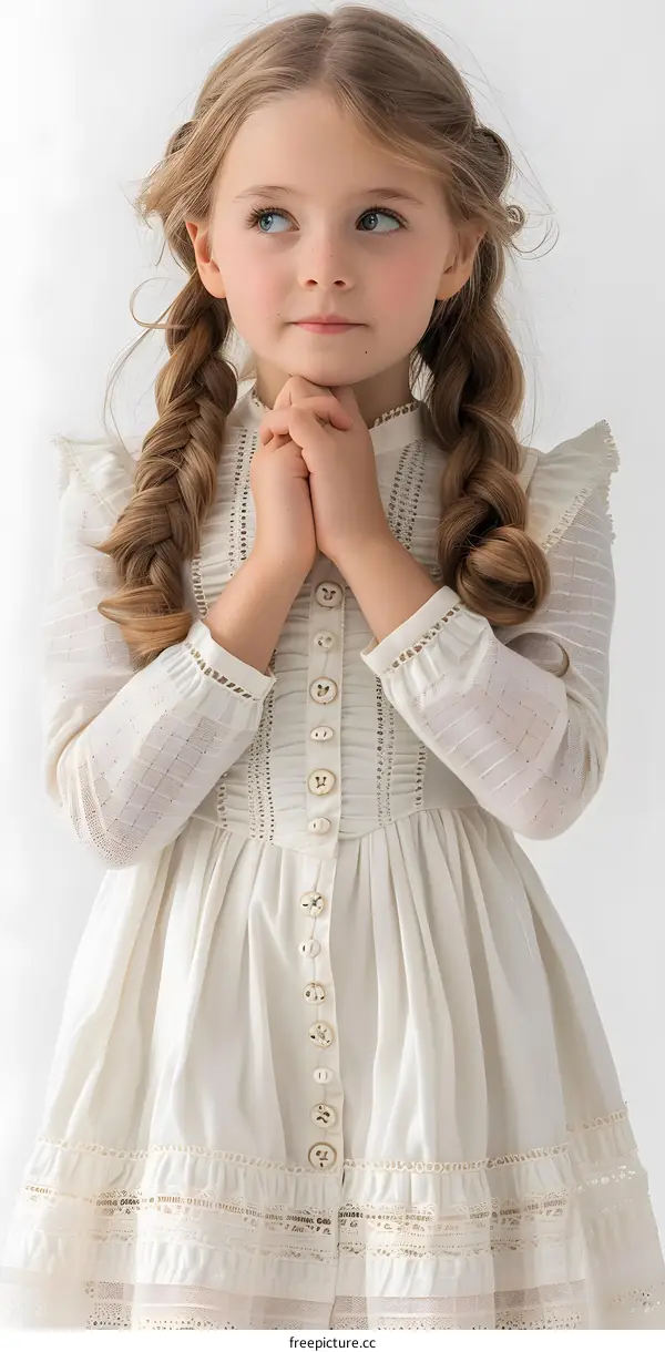 Portrait of a Young Girl in a White Dress