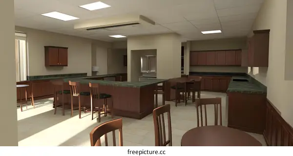 Modern Kitchen Design with Bar Stools and Countertop