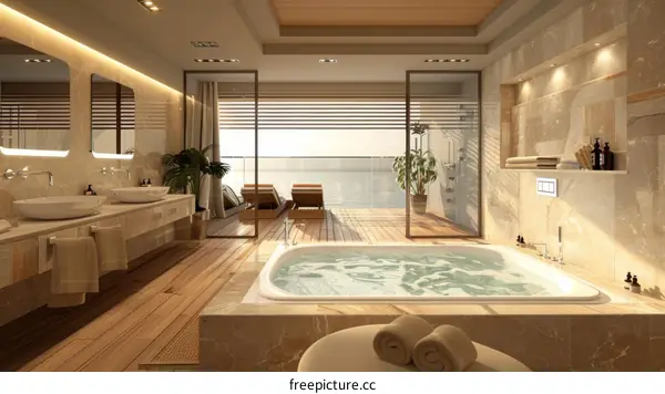 Luxury Spa Bathroom with Ocean View