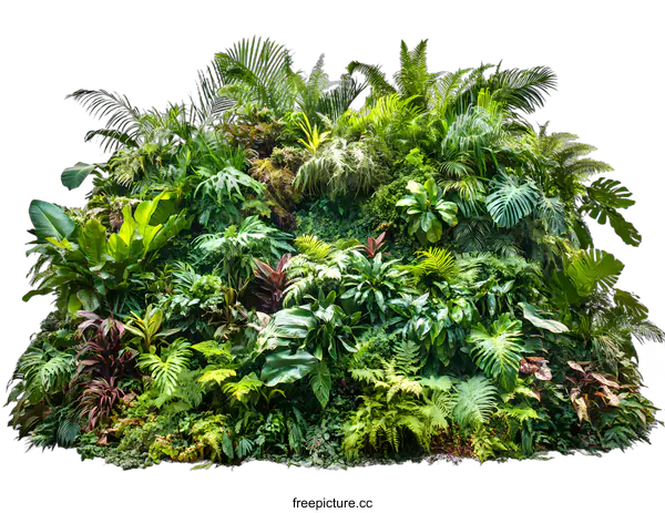 [Transparent Background PNG]Green Lush Tropical Foliage Isolated on White Background