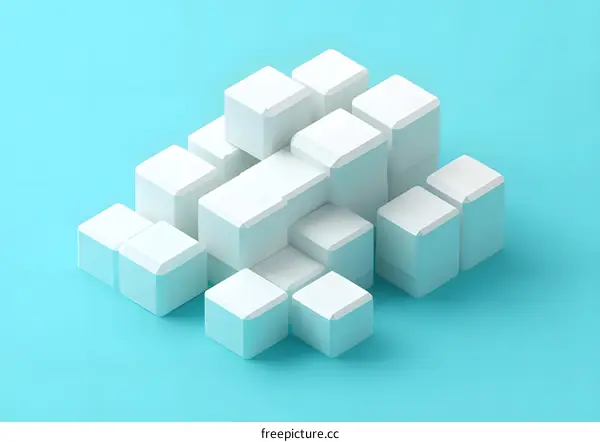 White Geometric Shapes on a Blue Background