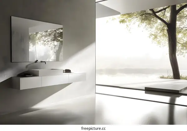 Modern Bathroom Interior Design With Sink And Mirror