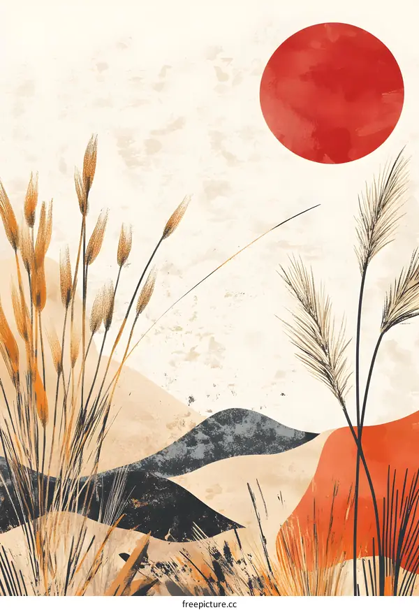 Abstract Landscape with Sun and Grass