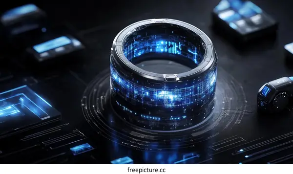 Futuristic Ring with Circuitry Display