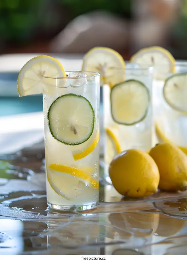 Refreshing Summer Lemon Lime Soda in Tall Glasses
