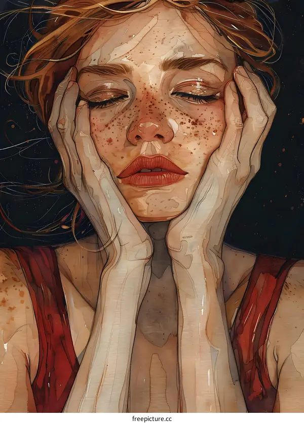 portrait of a young woman with freckles and red hair