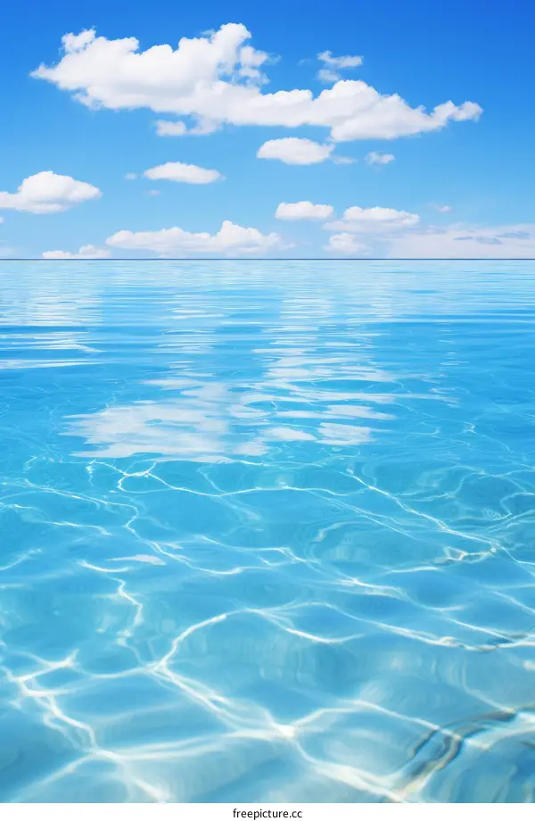 Blue ocean water surface and sky background