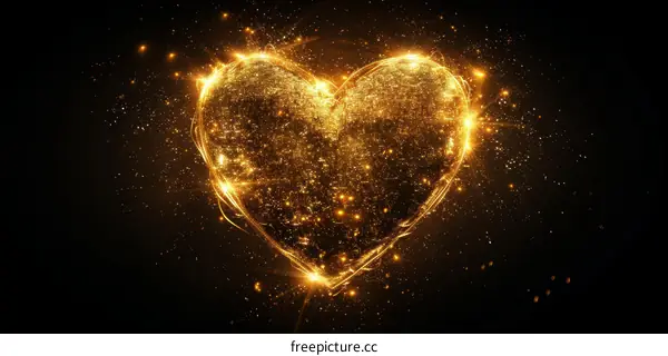 Glowing golden heart