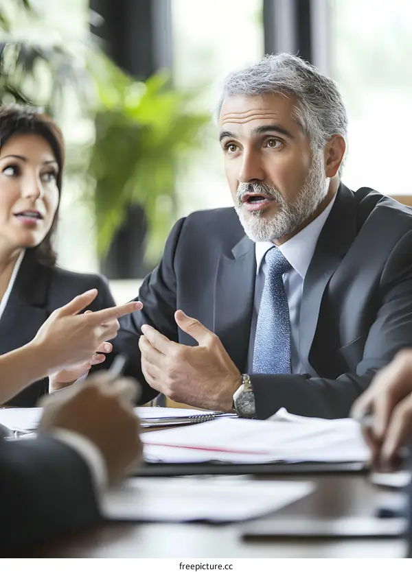 Businessman Leading a Meeting with Colleagues