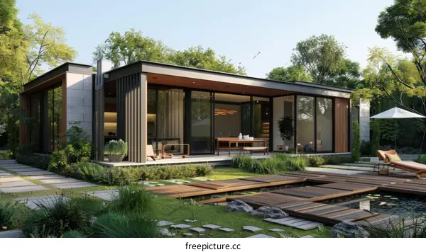 Courtyard house with natural elements