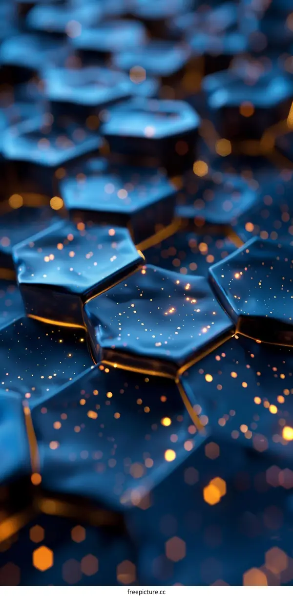 Blue And Gold 3D Hexagons