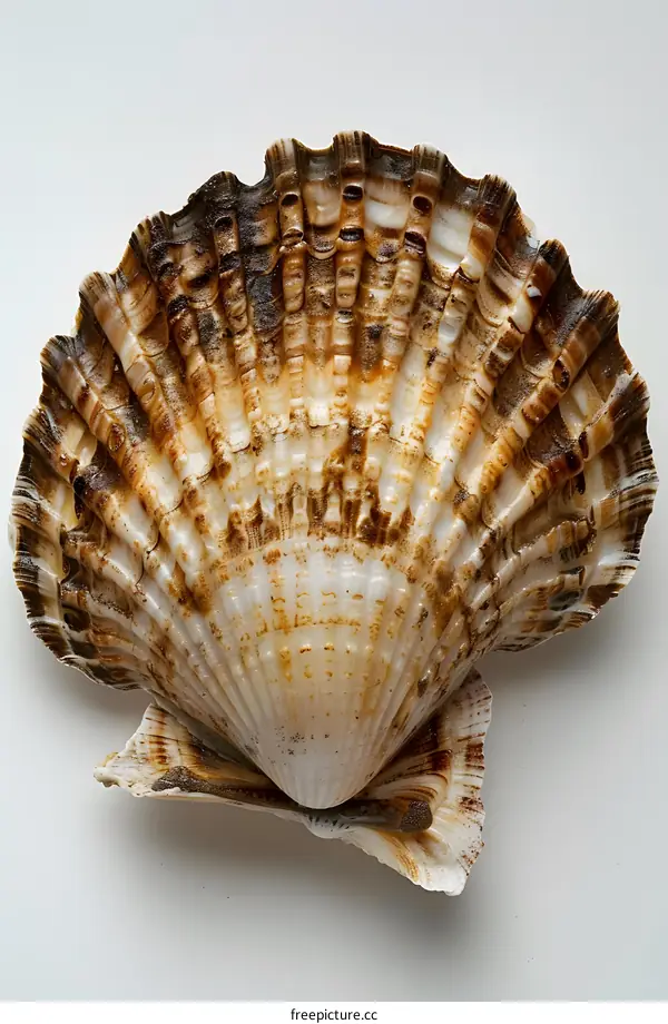 Scallop Shell on White Background