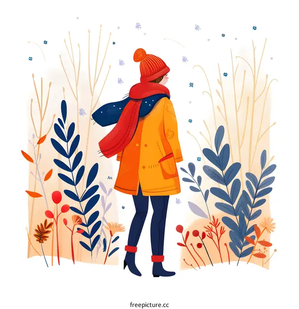 Woman in Winter Coat Walking Through a Forest