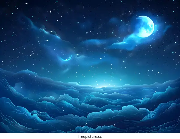 Blue night sky and clouds