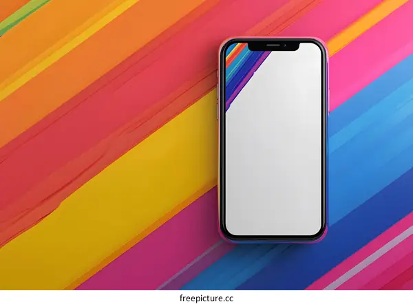Colorful Stripes Background with a Smartphone Mockup