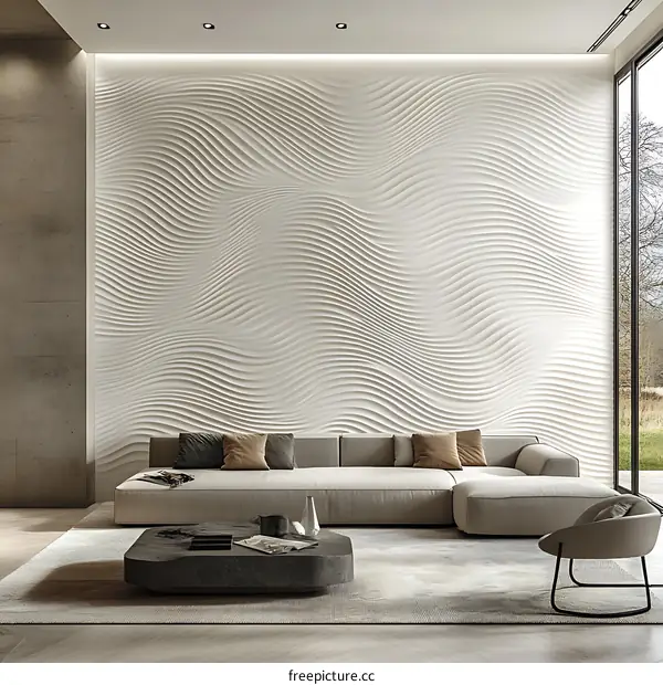 Modern Living Room with Textured Wall