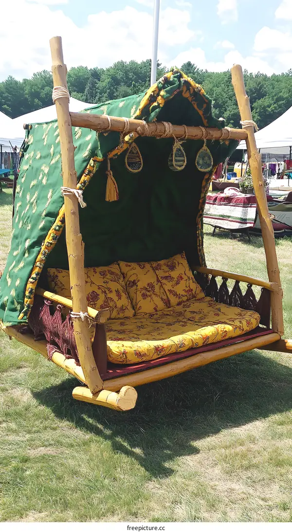 Wooden Swing With Canopy