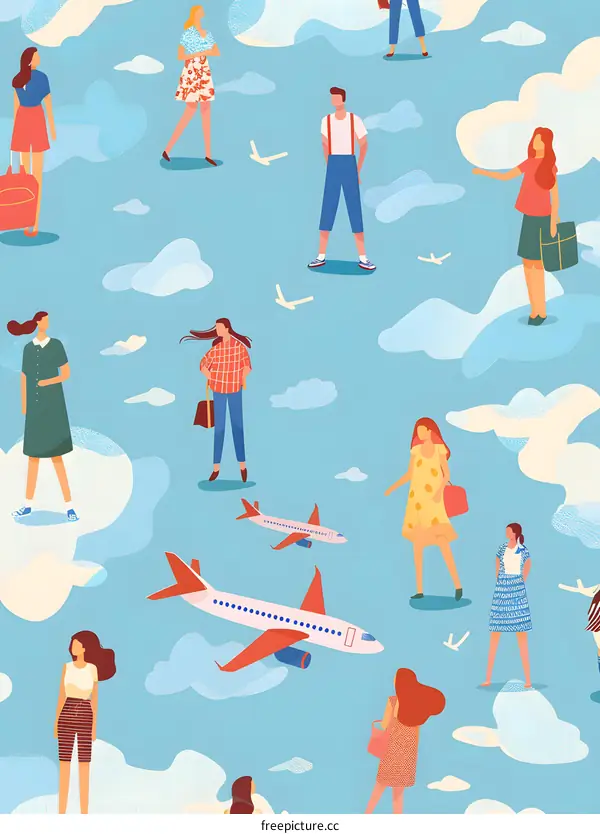 People Flying in the Sky Above Clouds with Planes