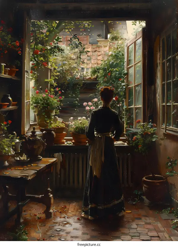 A Young Woman Standing by a Window