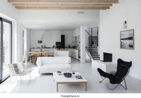 Modern Minimalist White Living Room Interior Design