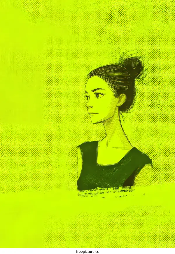 Side View of a Woman with a Bun Hairstyle