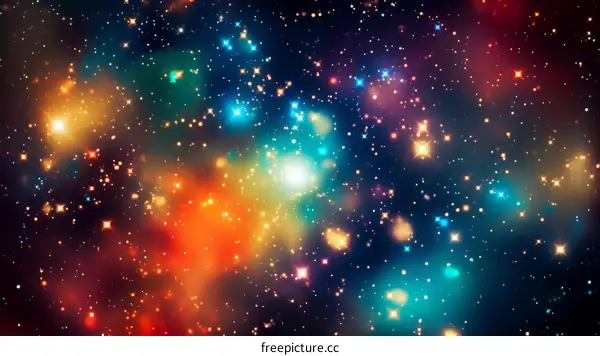 Colorful Stars and Nebulae in Space