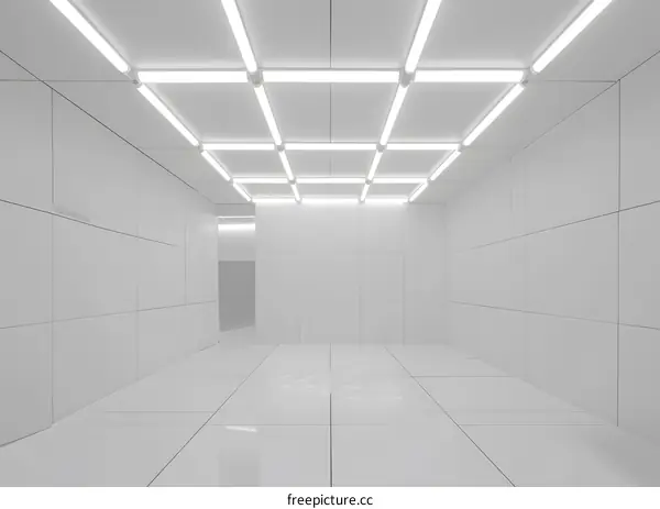 White Minimalist Room with Ceiling Lights
