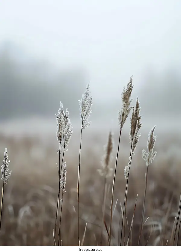 Frosty Grass in the Mist