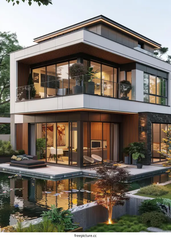 Modern Luxurious House with a Pool and Garden